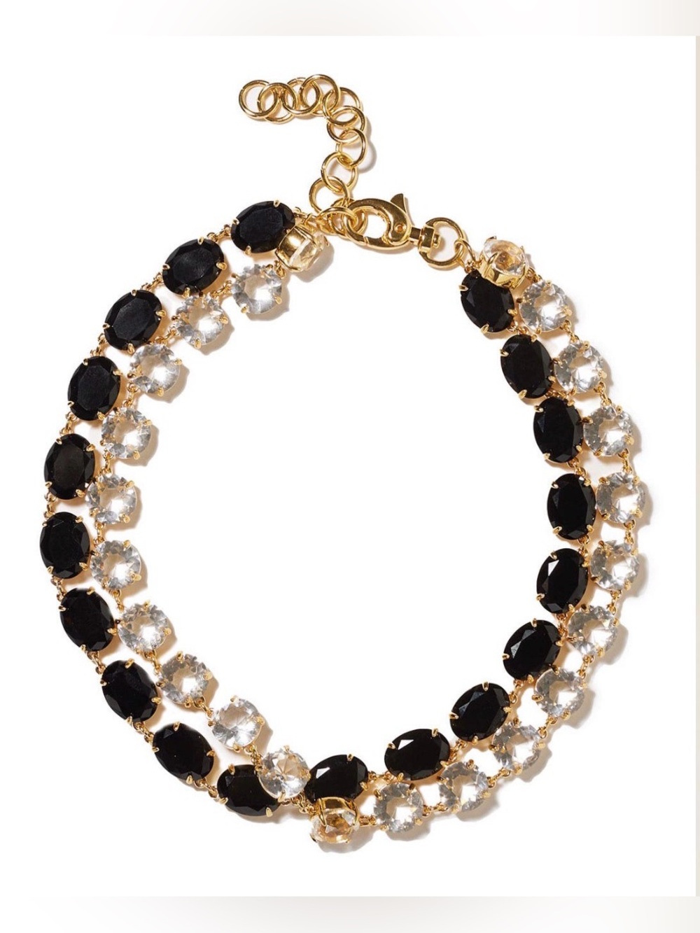 Lele Sadoughi Crystal Double Twist Rhinestone Necklace Black Chain
